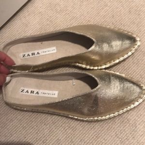 Zara Gold Fabric Mules/Slides Size EU 38